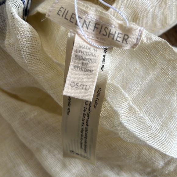 Eileen Fisher Handloomed Ethiopian Cotton Stripe Scarf NWT